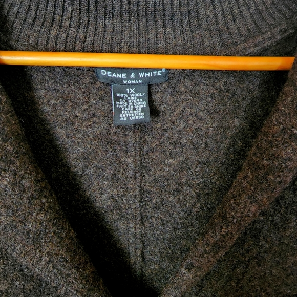 Brown 100% wool sweater cardigan 1x - Picture 7 of 7